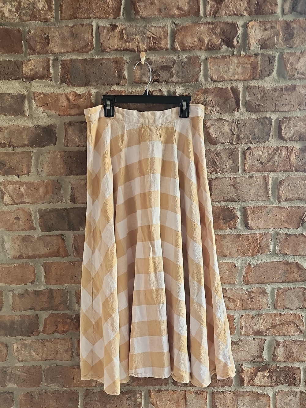 Who What Wear Cream and Tan Checked Midi Skirt